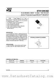 STW15NK90Z datasheet pdf ST Microelectronics