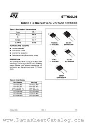 STTH30L06P datasheet pdf ST Microelectronics