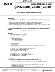 UPD753104 datasheet pdf NEC