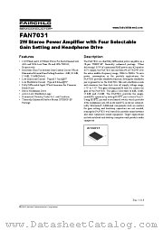 FAN7031MTFX datasheet pdf Fairchild Semiconductor