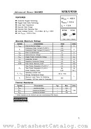 SFU9310TU datasheet pdf Fairchild Semiconductor