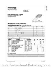 KSB906YTU datasheet pdf Fairchild Semiconductor