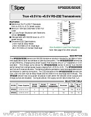 SP3222ECA-L/TR datasheet pdf Sipex Corporation