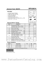 SFR9214TM datasheet pdf Fairchild Semiconductor