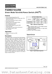 FSDM07652RBWDTU datasheet pdf Fairchild Semiconductor