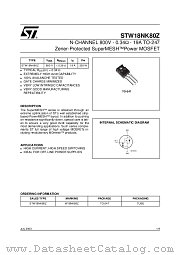 STW18NK80Z datasheet pdf ST Microelectronics
