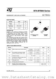 BTA06-600BWRG datasheet pdf ST Microelectronics