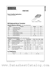 KSA1243YTU datasheet pdf Fairchild Semiconductor