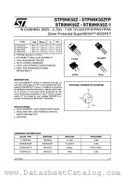 STB9NK50Z-1 datasheet pdf ST Microelectronics
