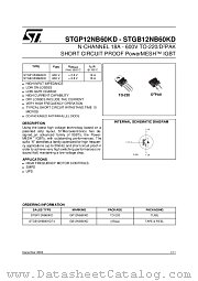 STGB12NB60KDT4 datasheet pdf ST Microelectronics