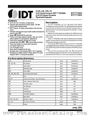 IDT71T75602S100PFI datasheet pdf IDT