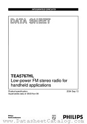 TEA5767HL datasheet pdf Philips