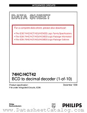 74HC42D datasheet pdf Philips