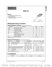 KSB1151YSTSTU datasheet pdf Fairchild Semiconductor