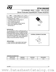 STW13NK80Z datasheet pdf ST Microelectronics