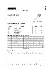 KSA733CYBU datasheet pdf Fairchild Semiconductor