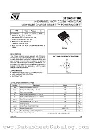 STB40NF10LT4 datasheet pdf ST Microelectronics