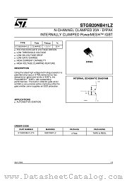 STGB20NB41LZT4 datasheet pdf ST Microelectronics