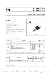 BTA04TDSA datasheet pdf ST Microelectronics