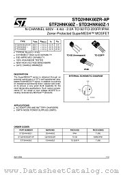 STQ2HNK60ZR-AP datasheet pdf ST Microelectronics