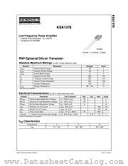 KSA1378YBU datasheet pdf Fairchild Semiconductor