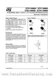 STW11NM80 datasheet pdf ST Microelectronics