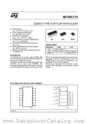 M74HC175 datasheet pdf ST Microelectronics