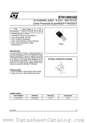 STW18NK60Z datasheet pdf ST Microelectronics