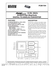 PCM1704UNB datasheet pdf Texas Instruments