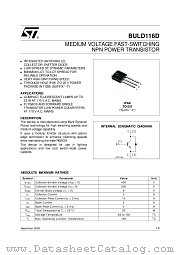 BULD116D-1 datasheet pdf ST Microelectronics
