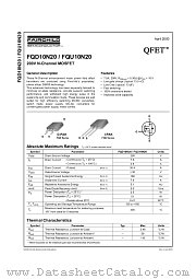 FQU10N20TU datasheet pdf Fairchild Semiconductor