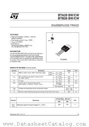 BTA20 datasheet pdf ST Microelectronics