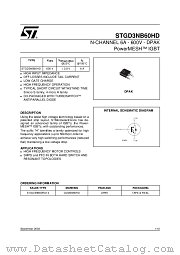 STGD3NB60HDT4 datasheet pdf ST Microelectronics