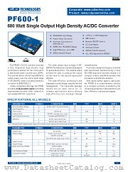 PF600-1 datasheet pdf C&D Technologies