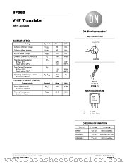 BF959RL1 datasheet pdf ON Semiconductor