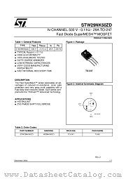 STW29NK50ZD datasheet pdf ST Microelectronics
