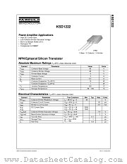 KSD1222TU datasheet pdf Fairchild Semiconductor