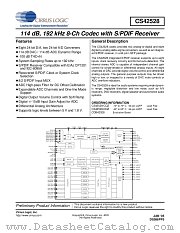 CS42518 datasheet pdf Cirrus Logic