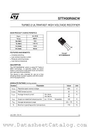 STTH30R06C datasheet pdf ST Microelectronics