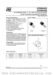 STF8NK85Z datasheet pdf ST Microelectronics