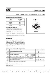 STTH20003TV1 datasheet pdf ST Microelectronics