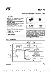 TDA7478DTR datasheet pdf ST Microelectronics