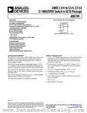 ADG749BKS-REEL datasheet pdf Analog Devices