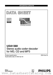 UDA1380 datasheet pdf Philips