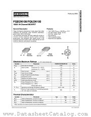FQU2N100 datasheet pdf Fairchild Semiconductor