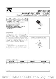 STW12NK90Z datasheet pdf ST Microelectronics