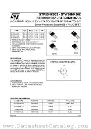 STB20NK50Z datasheet pdf ST Microelectronics