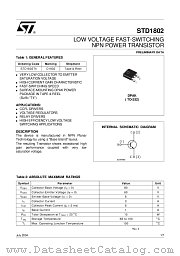 STD1802 datasheet pdf ST Microelectronics