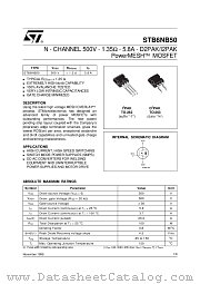 STB6NB50T4 datasheet pdf ST Microelectronics