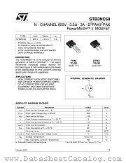 STB3NC60T4 datasheet pdf ST Microelectronics